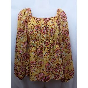 DR2 boho animal floral print vacation casual hippie balloon long sleeve S